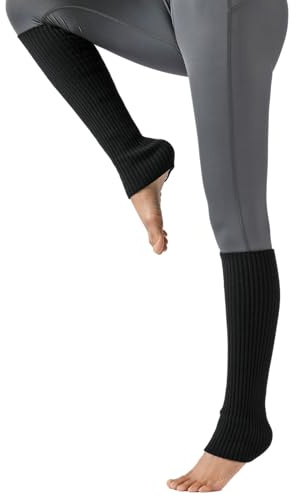 JK Home 43cm 130g Neon Leg Warmers Fancy Winter 80s Party Ballet Dance Long Legwarmers for Women Girls, Warm Crochet Knitted Boot Cuffs Leg Cuffs Leggings Boot Socks Cover Warmers Black