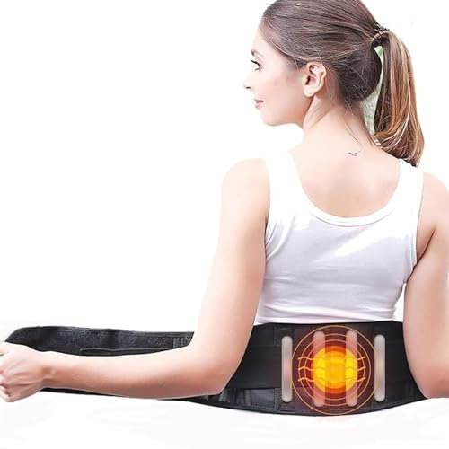 SdaryWare Ceinture magnétique Auto-chauffante en Tourmaline 4 plaques pour Le Dos avec Bandage de Soutien en Tourmaline pour la Taille(Noir-S)