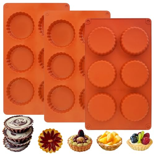 Wilewir 3Pack Mini Tart Pan Silicone Molds,Mini Tart Pan for Baking,3Inch Quiche Pan Nonstick,Egg Tart Mold for Baking Egg Tarts,Quiche,Fruit Pies, Cream Cheesecakes