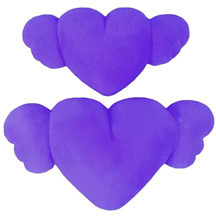 Liqzirtu Cuscino in peluche a cuore per auto - Confezione da 2 poggiatesta per auto a forma di cuore Cuscino a cuore per San | cuscino in peluche a forma di cuore con ali | Poggiatesta per cuscino p