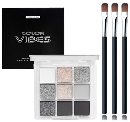 XUZOPIM 9 Colors Smoky Eye Shadow Palette Palette Ombretti Eyeshadow Palette Matte Soft Shimmer Waterproof High Pigmentation Metallic Gothic Eyeshadow With 3 Brushes