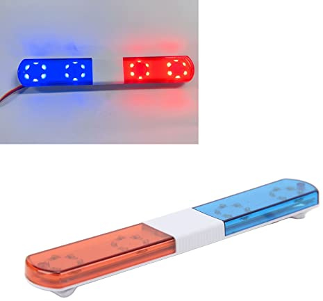 equlup RC LED Police Light, 145x22x12mm/5.7x0.9x0.5in 4.8-6V Bright Simulation Lamp Police Flash Light for 1/8 1/10 Axial SCX10 RC Cars (Red and Blue)