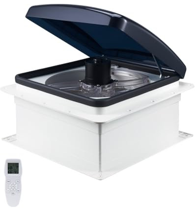 VEVOR Ventilatore di Sfiato per Camper da 35,6 cm 12 V Ventilatore da Tetto per Camper, 10 Velocità con Telecomando, Motore CC Integrato, Coperchio Superiore Elettrico, Pala del Ventilatore da 30,5 cm