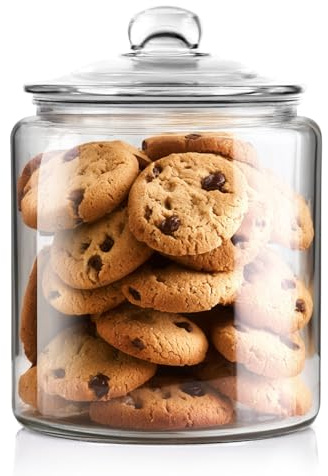 Masthome Tarro de Cristal Grande con Tapa 3.9 L, Tarro para Galletas/Biscotti, Recipientes de Almacenamiento de Alimentos, Con un Bolsa Silicona Reutilizables, Sin BPA
