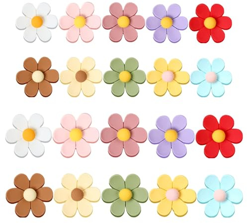 Lunaanda 20 Piezas Imanes de Nevera 3D de Flor, 10 Grandes (35 mm) y 10 Medianos (27 mm) Imanes Decorativos Potentes y Coloridos para Nevera, Pizarra Magnetica, Taquilla, Cocina, Escuela y Oficina