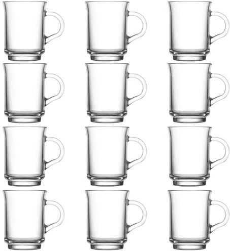 Generisch Teeglas Glühweinbecher Teegläser mit Henkel Kaffee Tee 200 ml 12 Stück Set