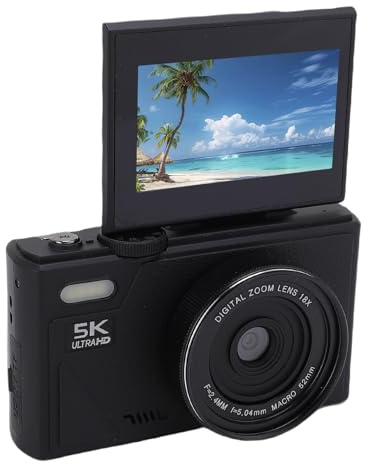 Cámara Digital de 5k 75MP con WiFi y Zoom de 18x, Cámara de Vlogging de Enfoque Automático de Pantalla de 3 Pulgadas para Youtube, Cámara de Viaje Portátil para Principiantes con