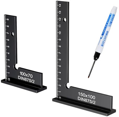 90° Right Angle Positioning Square Clamp, 100 x 70mm and 150 x 100mm Aluminum Alloy Right Angle Clamp with Measuring Scale, Metal Try Square for Precise Work in Metal Construction and Workshop