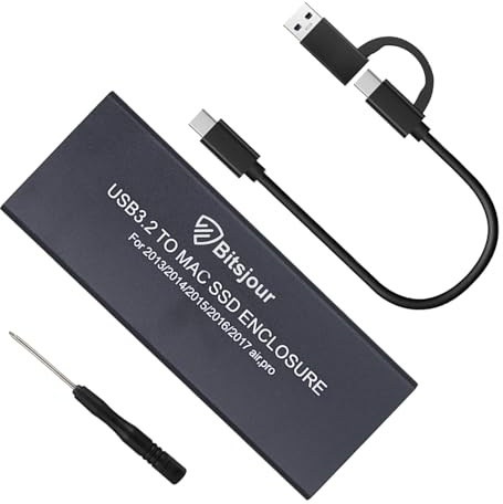 Bitsjour Case SSD 12 16 Pin per Apple MacBook Air/Pro Disco Rigido, 20Gbps Esterno Custodia per Mid 2013-2017 A1466 A1465 A1502 A1398, Portatile USB C 3.2 External Adapter Box