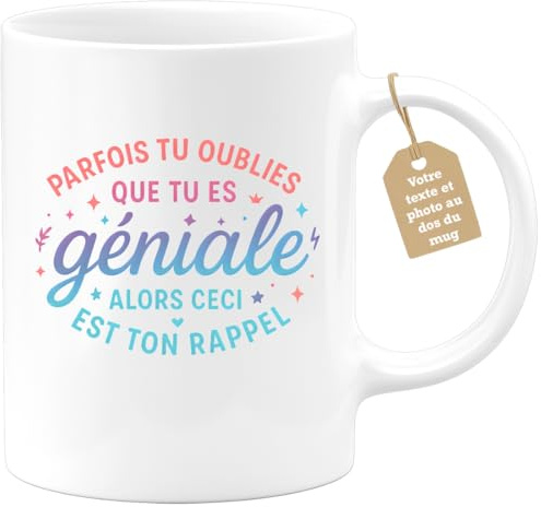 quotedazur Mug Humour Femme – Tasse Drôle Message Positif Rigolote | Cadeau Marrant Meilleure Amie Collègue Noël Idée Cadeau Original Motivation Féministe Ado Fille | Tu Es Géniale
