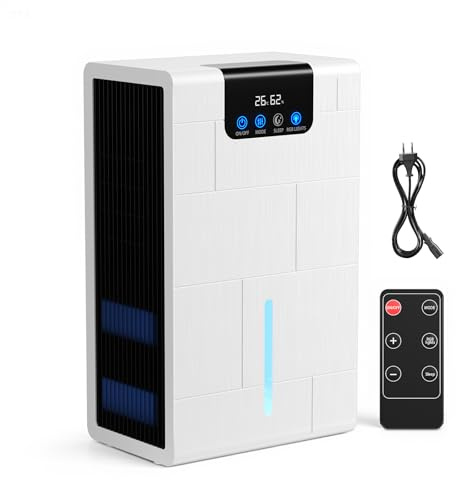 Yapasopu Deshumidificador eléctrico de 2500 ml de Deshumidificador de habitación con pantalla LED Modo de suspensión Desarrollo automático contra el moho de humedad para dormitorio, baño, sótano