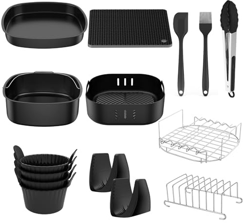 BOZITTH Accesorios Freidora de Aire para Airfryer COSORI 5,5L 6L 6,2L 6,4L, Air Fryer Accesorios para Freidora sin Aceite Cecotec 5,5L 6L 6,5L, Philips 6,2L, Ninja 6,2L, Molde Silicona Air Fryer