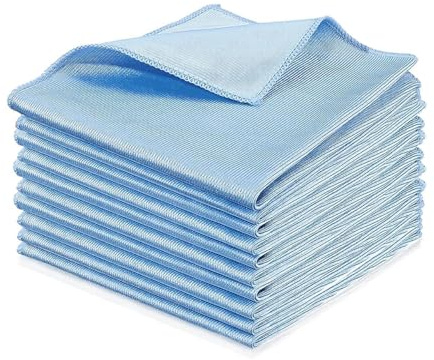 JOVS Microfiber Glass Cloth Pack of 10 | 40 X 40 cm | Lint Free, Microfibre Cloth Soft Fabric - Window Cleaning Cloths Streak Free for Mirrors, Glasses, and Screens – Durable & Easy to Wash (Medium)