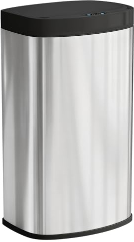HOMCOM 55L Sensor Bin, Automatic Touchless Kitchen Bin, Silver Tone | Soft-Close Lid, Motion Sensor, Fingerprint Resistant Stainless Steel, Hygienic Gyms, Home Office Use