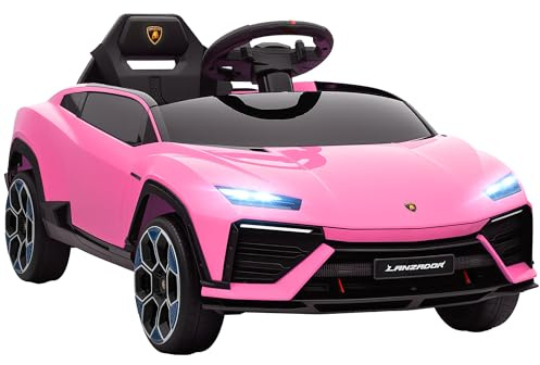 AIYAPLAY Licensed Lamborghini Electric Cars for Kids, 12V Battery Powered Ride On Car with Remote Control, Suspension, MP3, Horn, for 3-6 Years Old, Pink