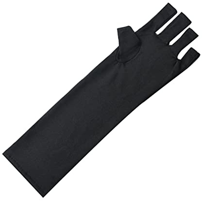 Generic Guantes de Manicura de Gel, Guantes de Protección UV, Guantes de Luz UV de Tejido de Poliéster de Alta Elasticidad para Manicura, Cómodos, Agradables para la Piel y Transpirables (Negro