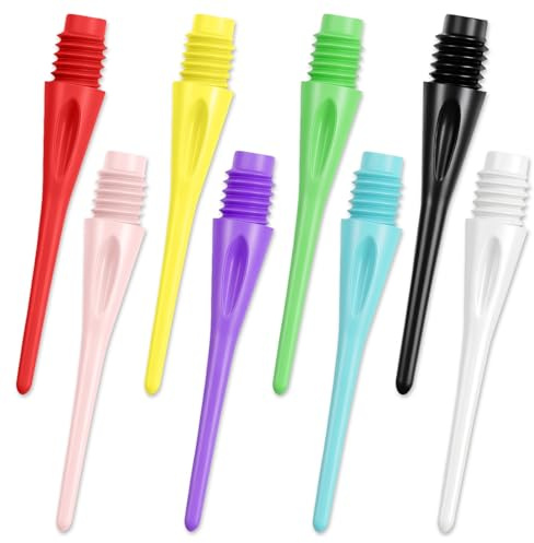 flintronic Dartspetsar Plast, 200 styck Ersättningsspetsar för Softdart-dartpilar, 2BA-gänga Dartpilsspetsar, Stabila Dartspetsar Plast, Nylonspetsar för Dartpilar Softdart (8 färger)