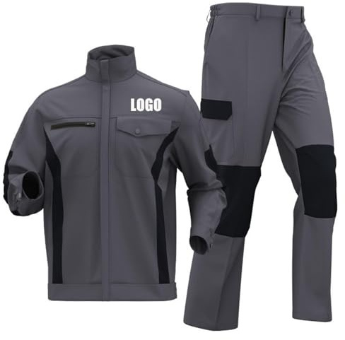 Honghuang Uniforme Resistente all'Usura da Uomo Personalizzata Primavera Autunno Riparazione Meccanica Abbigliamento da Lavoro Officina Tute da Fabbrica Giacca e Pantalone Personalizzati Color1,XXL