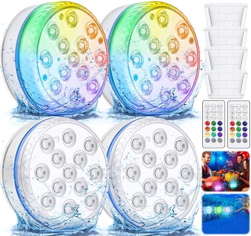 Unterwasser Licht,13 LED Poolbeleuchtung Unterwasser Beleuchtung Wasserdichte RGB Multi Farbwechsel Pool mit Fernbedienung,IP68 Dekolichter für Spa Badewanne Aquarium,Brunnen
