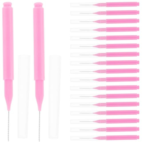 WOFASHPURET Cepillos de Limpieza Interdentales para Dientes y Brackets, 100 Unidades Rosa, Herramienta Portátil para Eliminar Sarro y Placa, Uso en Higiene Bucal