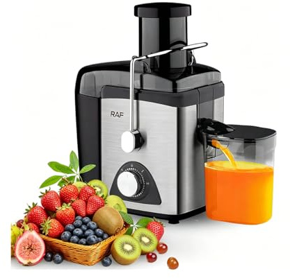 Estrattore di succo, 800 W, centrifuga estrattore di succo, estrattore di frutta e verdura, 2 velocità in acciaio inox, bocca larga, separatore di schiuma,brocca di succo,per frutta e verdura (nero)