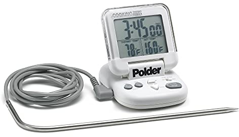 Polder 362-90 Digital in-Oven Thermometer/Timer, White