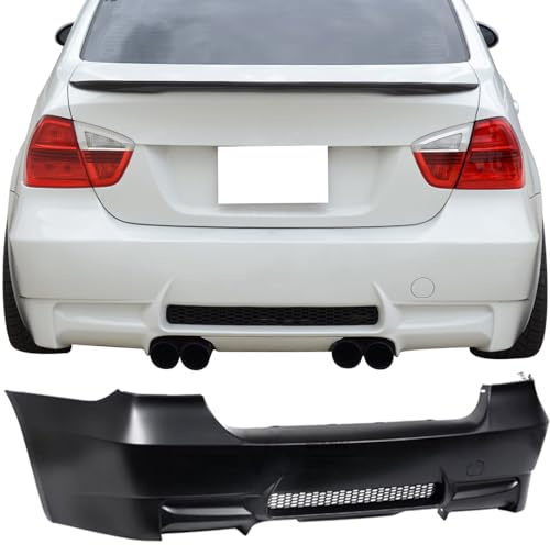 Rear Bumper Cover Compatible With 2006-2011 BMW E90, 3-Series M3 PP Rear Bumper Conversion Diffuser Dual Twin Muffler Outlets by IKON MOTORSPORTS, 2007 2008 2009 2010