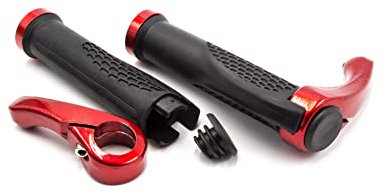 vhbw 2X Poignées de Guidon pour vélo et VTT - Poignee avec Cornes Bar-Ends, Ergonomique Noir/Rouge