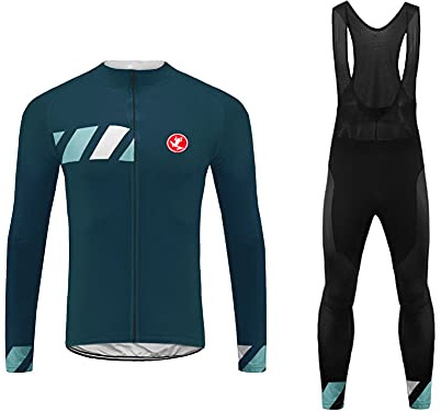 UGLY FROG Herren Fahrradbekleidung Set Langarm Fleece mit Kapuze Radjacke + Fahrradhose XS - 4XL