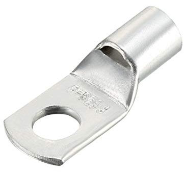 sourcing map Terminales de alambre de cobre, 8AWG SC35-8, orificio de perno, extremos de cable de batería, ojales, conectores de terminales de anillo tubular de engarce, tono plateado, 10 uds.