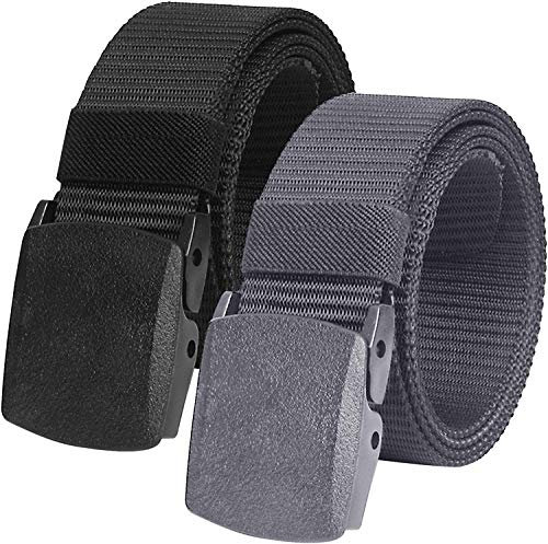 2er Unisex Gürtel Nylon Canvas Belt für Damen und Herren, Stufenlos Verstellbarer Stoffgürtel, Länge 130 cm, Breite ca. 3,8 cm, mit Kunststoff Schnalle MEHRWEG