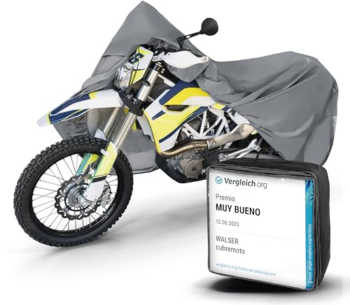 WALSER Premium Motorrad Abdeckplane XL, Auszeichnung Sehr Gut* aus hochwertigem PVC, Outdoor, Motorrad Zubehör, grau 255x110x135 cm