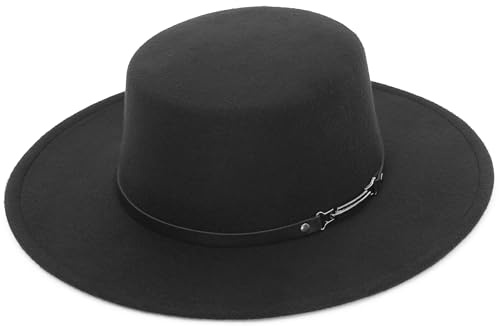 EOZY Chapeau Fedora Classique en Feutre à Large Bord Plat pour Femme et Homme
