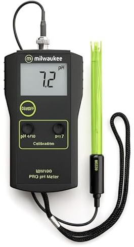 Weedness Milwaukee medidor pH MW100 - jardín Plantas Valor probador Piscina Tiras Prueba para Piscina pH-Metro medir probador Agua Digital Acuario Cultivo Interior