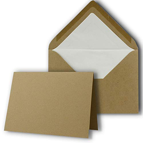 25 Sets - großes Kartenpaket mit 25 Faltkarten & 25 Umschlägen - 10,5 x 14,8 cm - DIN A6/C6 - Kraft - NEUSER PAPIER