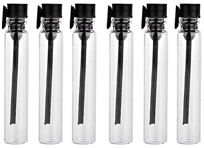 JIHUOO 100 Stück Mini Glas Parfüm Proben Flaschen Leere Ätherisches Öl Tropfflasche Nachfüllbarer Parfümflaschen mit Dropper 1 ml