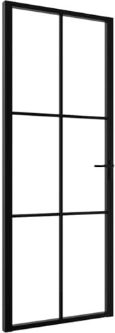 vidaXL Puerta Interior Entrada Pasillo Hogar Cuarto de Baño Sala de Estar Salón Balcón Habitación Vidrio ESG y Aluminio Negro 76x201,5 cm