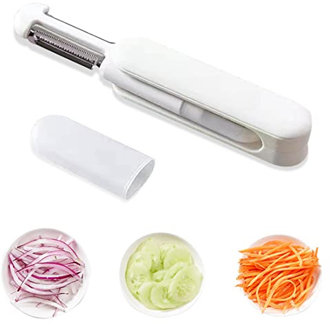 Voyyphixa 3 in 1 Pelaverdure Rotary Paring Pela Verdure Peeler Frutta e Verdure, Pela per Mele Carote Patate Asparagi - Pelaverdure Professionali per la Cucina (Bianco)