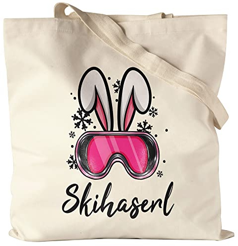 Hey!Print Skihaserl Jutebeutel Stoffbeutel Canvas Apres Ski Skihase Skifahren Lustig Skilehrerin Winterurlaub Skiurlaub