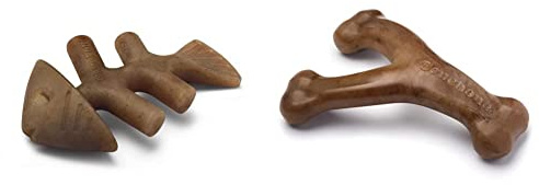 Benebone Fishbone and Wishbone Durable Dog Chews | Made in USA | Real Fish and Bacon Flavors