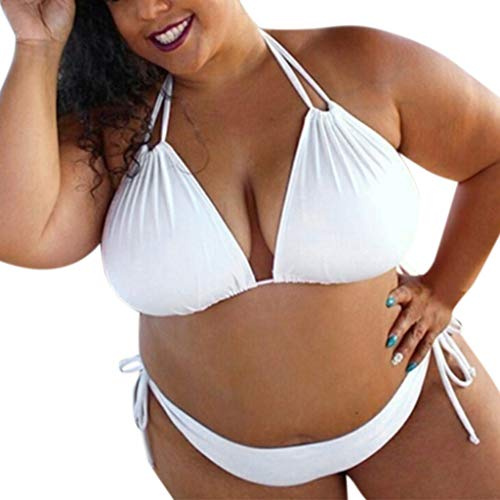 YCBMINGCAN Badmode dam sexig push up högt skuren bikini bikini topp strandmode tvådelad bikini set kors triangel topp bikini tankini set, Vit, 3XL