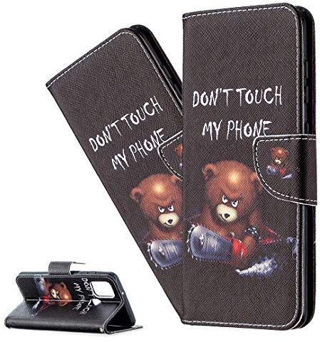 LEMAXELERS Nokia C32 Hülle,Nokia C32 Handyhülle Leder Niedlichen Sägen Bär Flip Case PU Leder Cover Magnet Schutzhülle Tasche Ständer Handytasche für Nokia C32,BF Bear