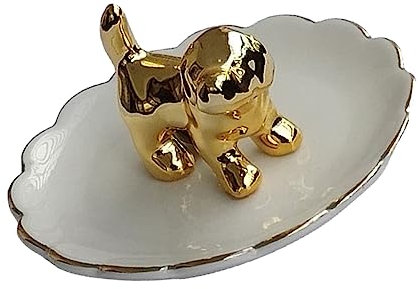 Alipis 2 Pièces Plat à Bijoux En Céramique Plat à Bijoux En Porcelaine Plat De Bague Pour Bijoux Assiette à Gâteau En Céramique La Commode Plateau à Bijoux Porte-clés Feuille D'or Collier