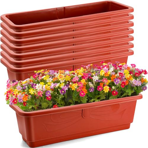 Suclain Blumenkasten, 65,5 cm, Kunststoff, rechteckig, für Kräuter, Innen- und Außenbereich, Garten, Fensterbank, Terrasse, Balkon, 8 Stück