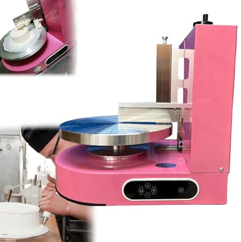 Hydravex Cake Cream Automatic Scraper, Cake Automatic Rotating Turntable Decorating Cream Depositor, Smoother Frosting Coating Icing Spreading Machine for 4-12 Inch Birthday Cakes,Pink
