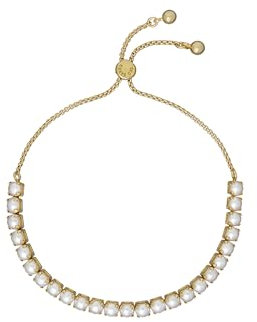 Ted Baker Melrah Icon Crystal Adjustable Tennis Bracelet For Women (Gold/Pearl)