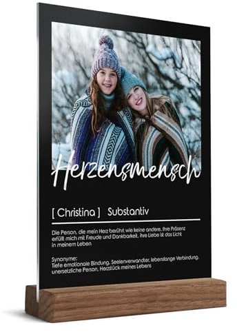 CHRISCK design Acrylglasbild Definition mit individuellem Fotodruck - Weihnachten Geschenk für Herzensmensch - Fotogeschenk für Partnerin Freundin - Acryl Glasfoto personalisiert - Wandbild Paar