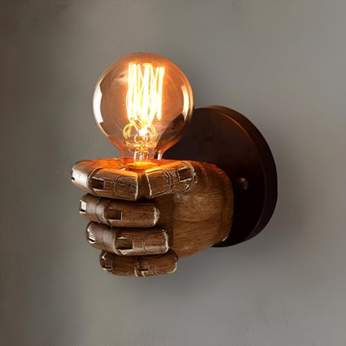 YOOCHUENG Vintage Wandlampe Hand Innen für Schlafzimmer,E27(Ohne Glühbirne) | Rechte Hand,Bohrbefestigung,Harz + Edelstahl Material,Antike Wandleuchte für Wohnzimmer,Nachttisch,Arbeitszimmer,Café,Bar