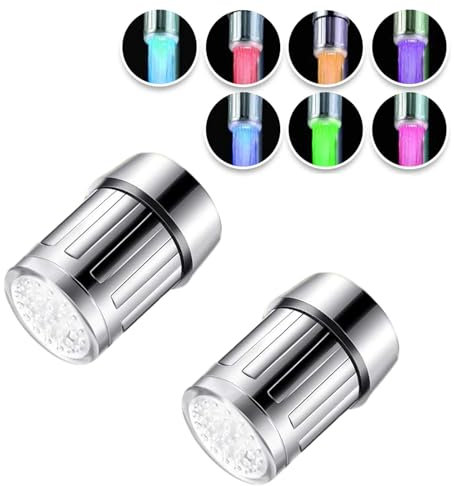 2 Stück Bunte LED Wasserhahn Aufsatz Mit Licht, Wasser Duschkopf für Kinder Hände Waschen, Geeignet für Restaurant, Haus, Hotel, Badezimmer, Küche