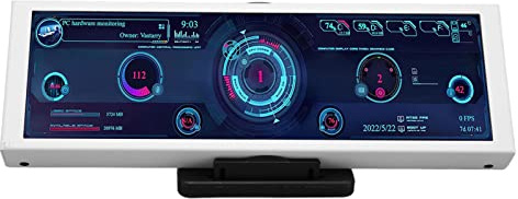 Yunir Computer Temp Monitor, 7.9 Inch IPS 60HZ Refresh Rate PC CPU GPU RAM Data Monitor, Theme Editor Customizable USB MINI HD Screen, for RasPi Linux, for Win System